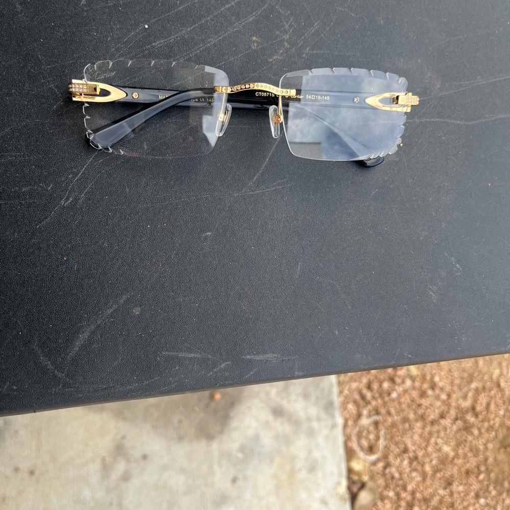 Cartier diamond cut Lens sunglasses unisex clear
